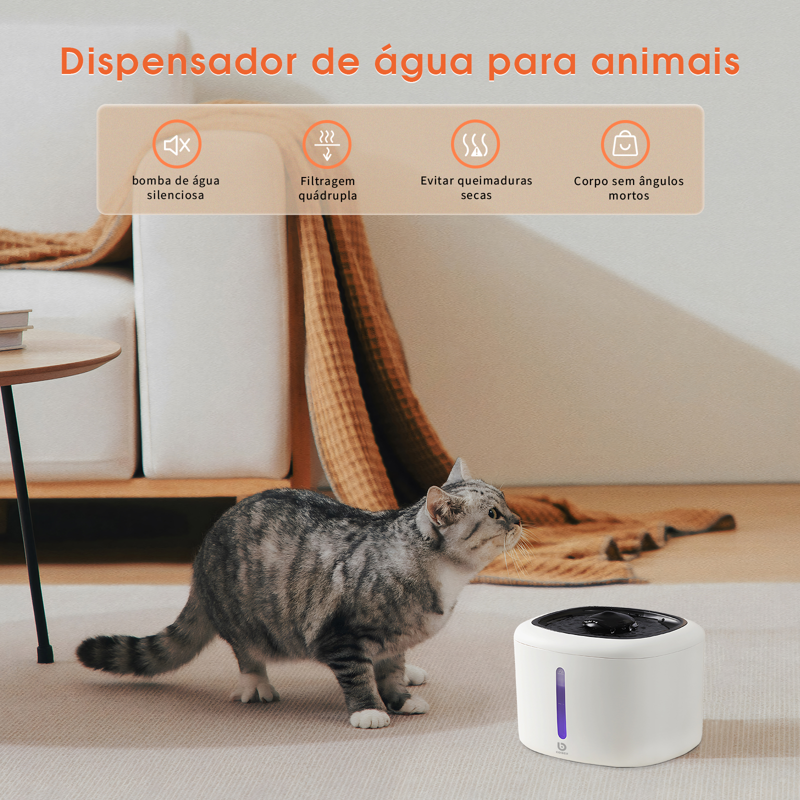 Bebedouro Elétrico Para Animais Pet Gato e Cachorro com Filtro