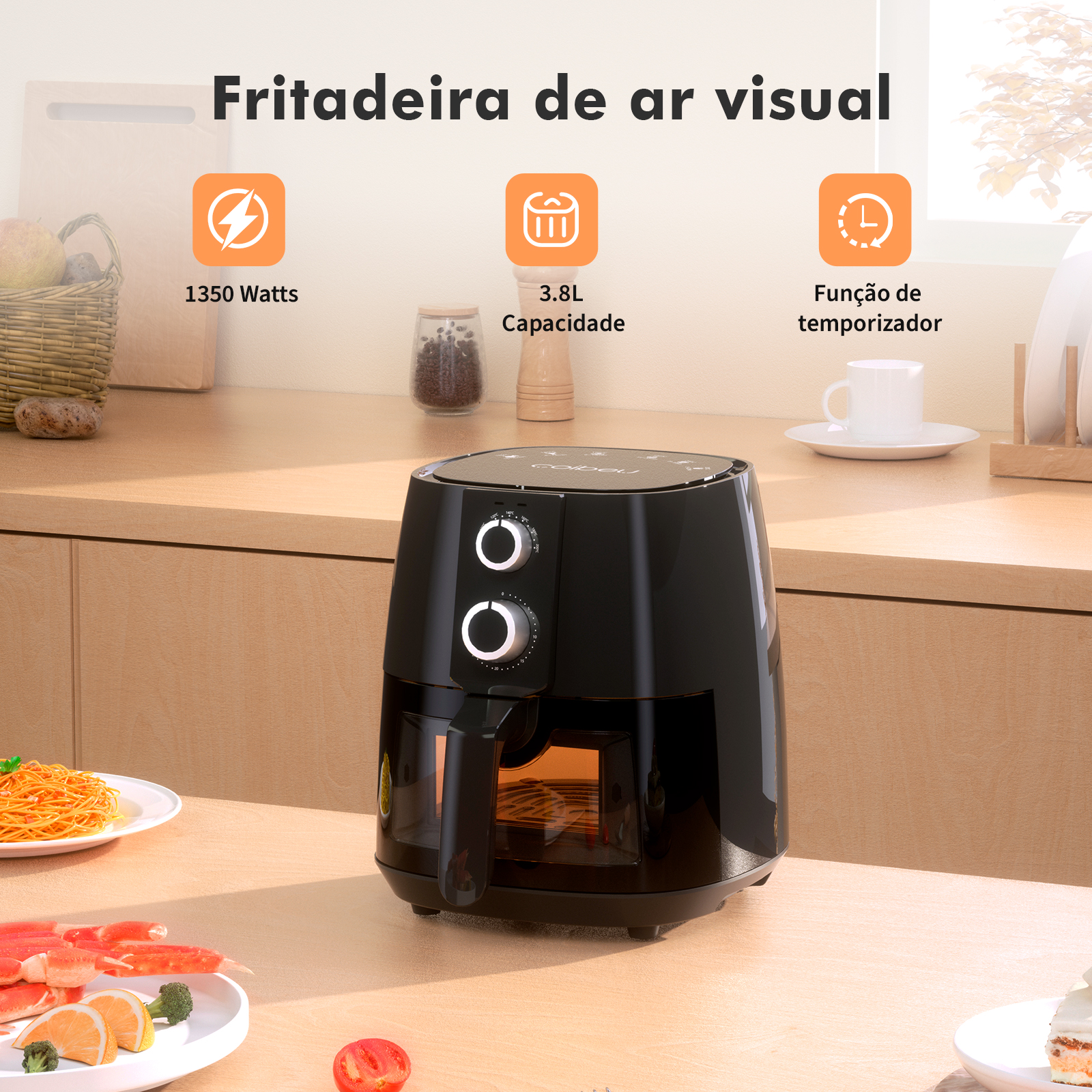 Fritadeira Elétrica sem Óleo Air Fryer 3.8L - Coibeu