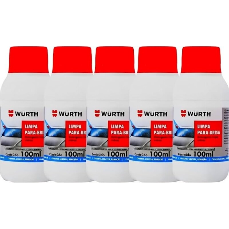 5 Unidades Limpador de Parabrisa Liquido Para Reservatorio do Carro 100ml Wurth