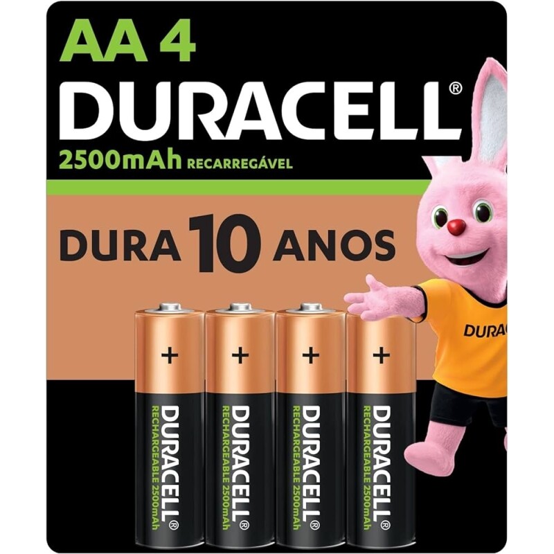 Pilha Recarregável AA Pequena DURACELL Com 4 Unidades