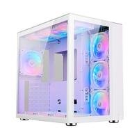 Gabinete Gamer Rise Mode Galaxy Glass Standard White Mid Tower ATX Lateral e Frontal em Vidro Temperado 10x Cooler Fan ARGB - RM-GA-GGSW