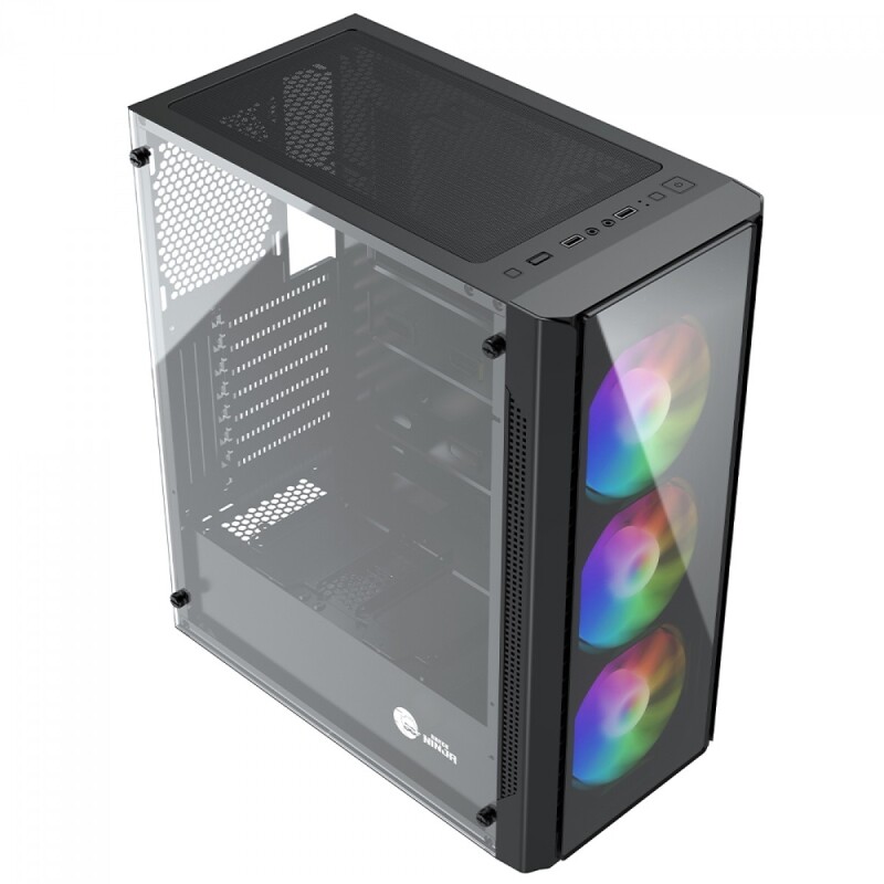 Gabinete Gamer Ninja FURIA RGB Mid Tower Vidro Temperado ATX Sem Fonte Com 3 Fans