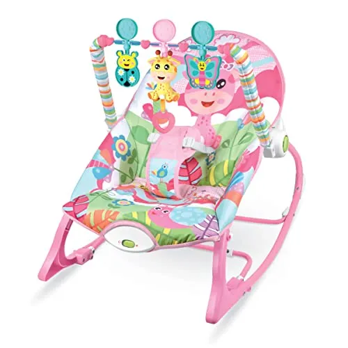 Maxibaby Cadeira de Descanso Balanço Funtime Unicórnio, Acompanha 3 Brinquedos Interativos Livre de BPA, Cinto 3 pontos (até 18kgs), Multicolorida.