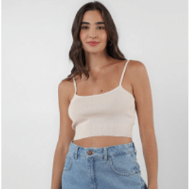 Regata cropped em viscose - Bege