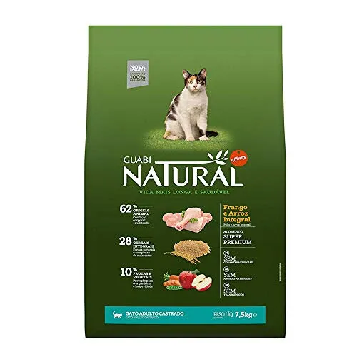 [ PRIME ] Ração Super Premium Guabi Natural Gato Adulto Castrado Frango E Arroz Integral 7,5 Kg