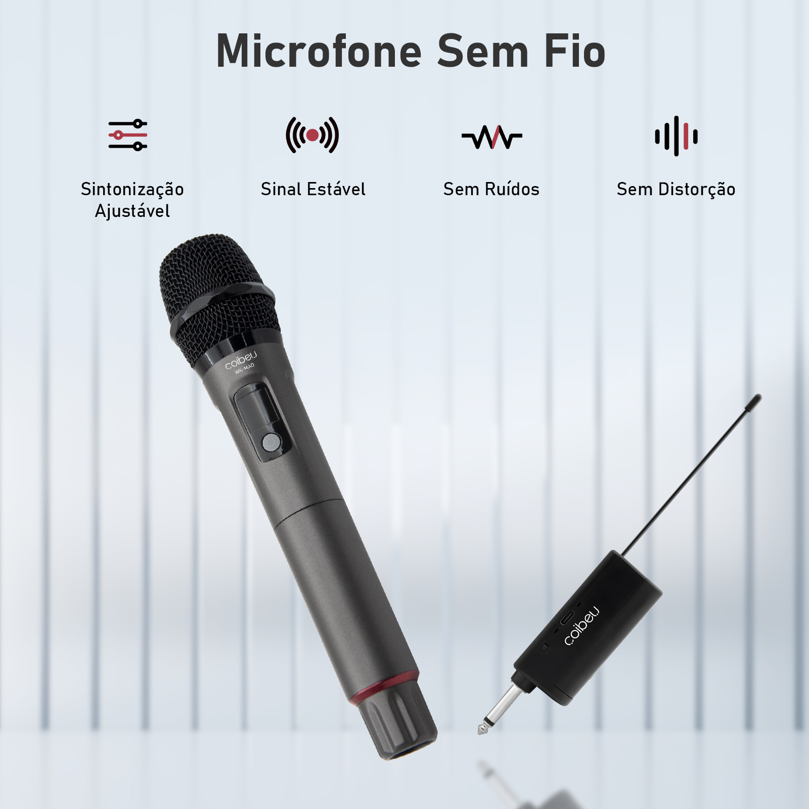 [R$60,63 MOEDAS /APP/ NO BRASIL] Microfone Sem Fio Recarregável Coibeu WK-MAD com Receptor