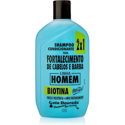 Shampoo Gota Dourada Fortalecimento Cabelo E Barba 2X1 Biotina 430ml