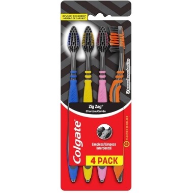 Escova Dental Colgate ZigZag Carvão 4 unidades