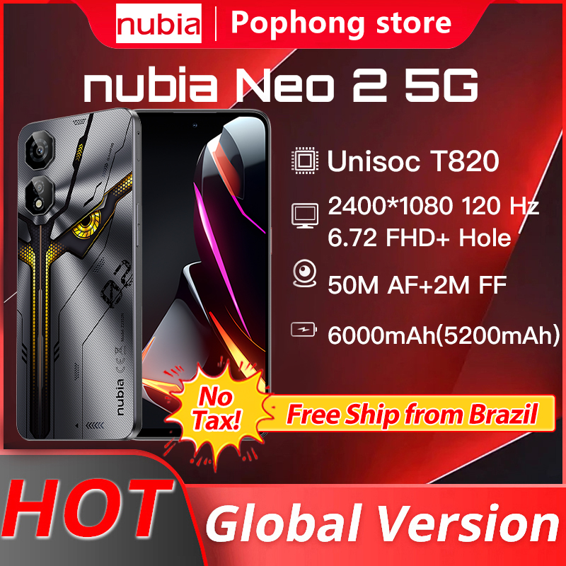 Smartphone Nubia Neo 2 5G 8GB RAM 256GB 6000mAh Tela 6.72 FHD+ 120Hz