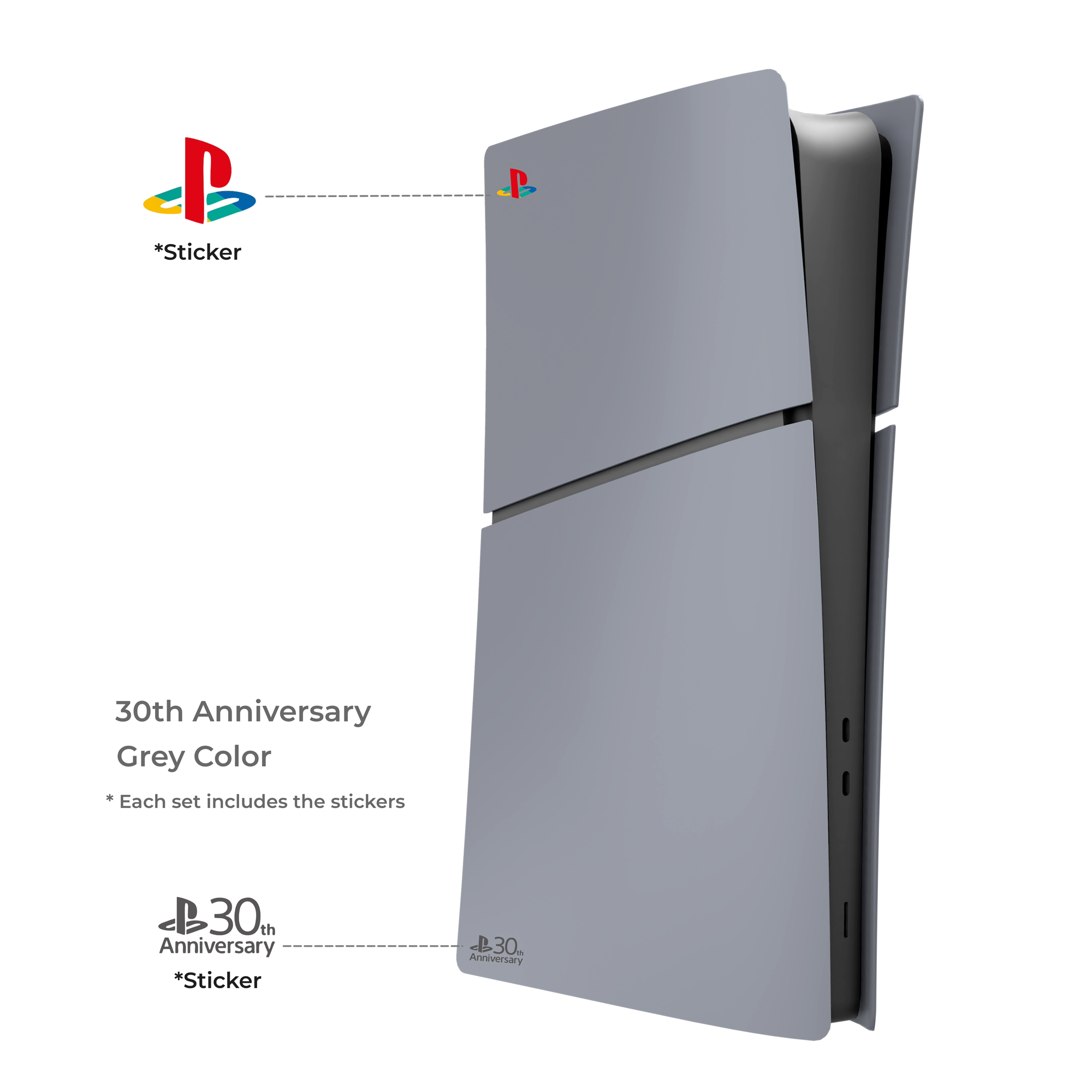 [Gpay / Taxa Inclusas] Capa Temática Limitada PS5 Slim (Físico ou digital) Aniversário 30 anos + Adesivo Logo colorido PlayStation e 30° Anos