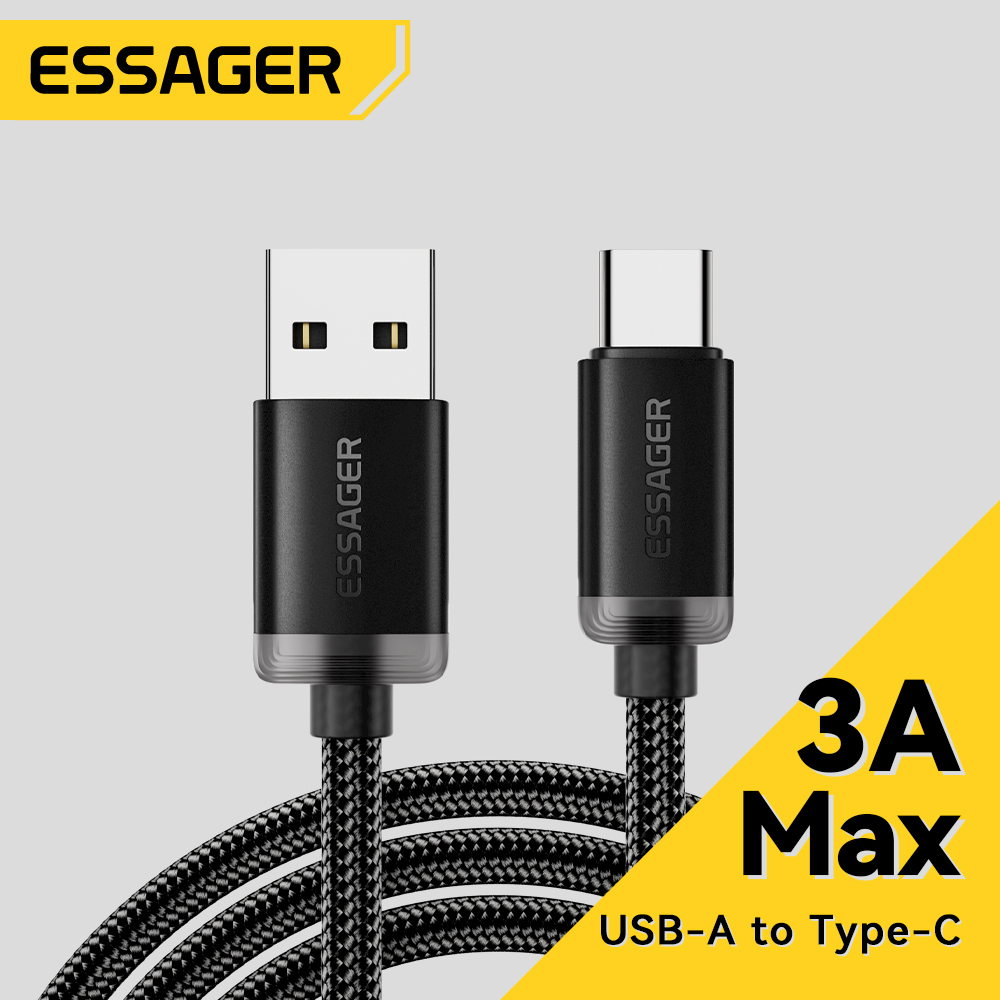 [Imposto Incluso] Essager-Cabo USB Tipo C, A para Tipo C, Cabos de carregamento rápido para iPhone 15, Samsung, Xiaomi