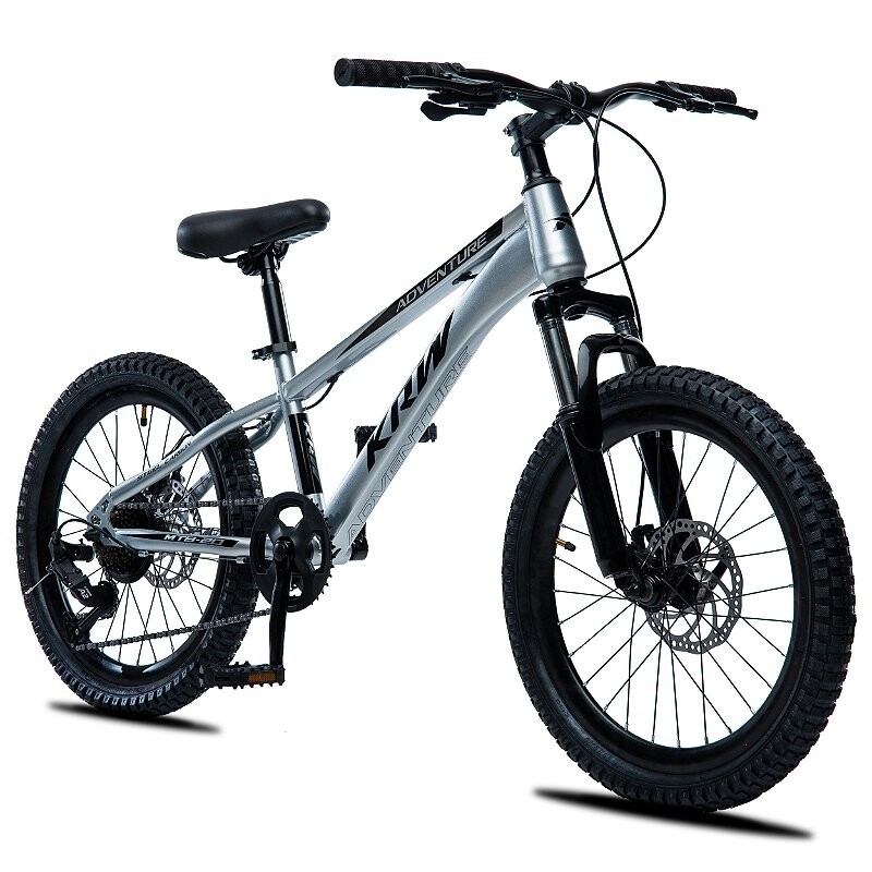 Bicicleta MTB KRW Aro 20 com câmbio 7 velocidades L20 Prata/Preto