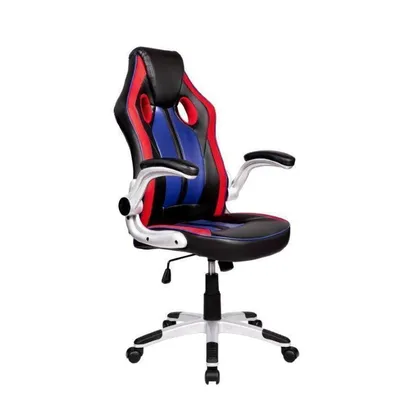 Cadeira Gamer Pelegrin PEL-3009 Couro PU Preta, Vermelha e Azul