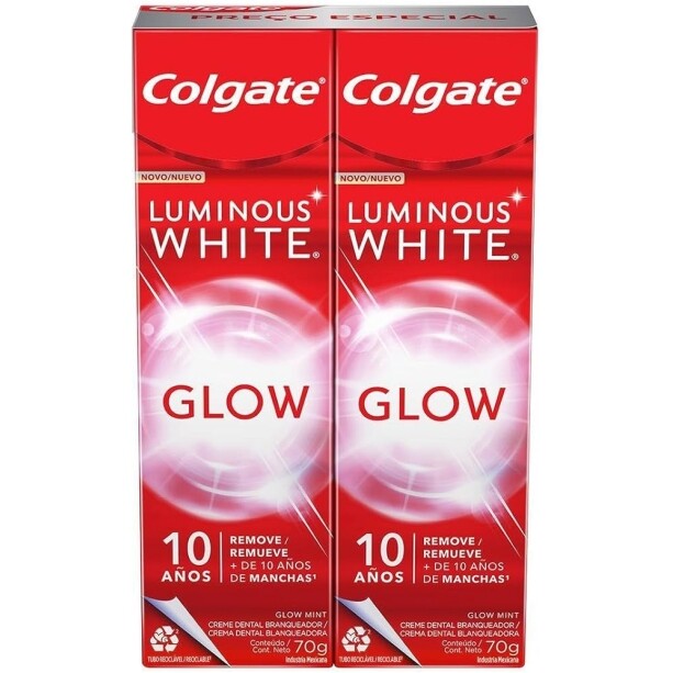 Creme Dental Para Clareamento Colgate Luminous White Glow 70g - 2 Unidades