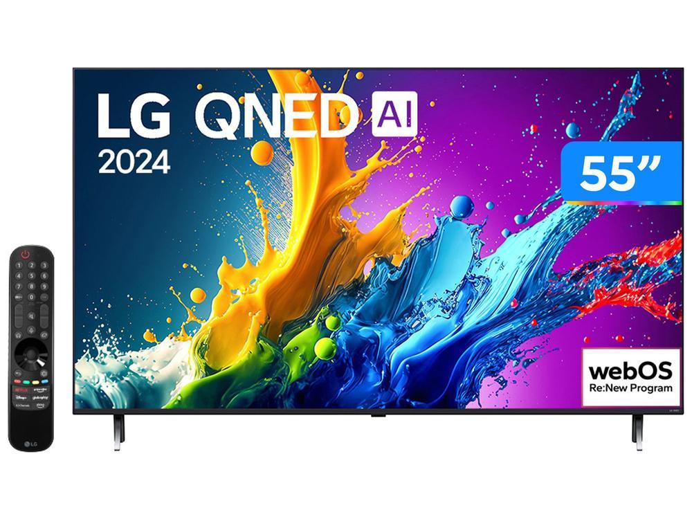 Smart TV 55" 4K QNED LG WebOS 24 Processador 5 Ger7 Wi-Fi Bluetooth - 55QNED80TSA