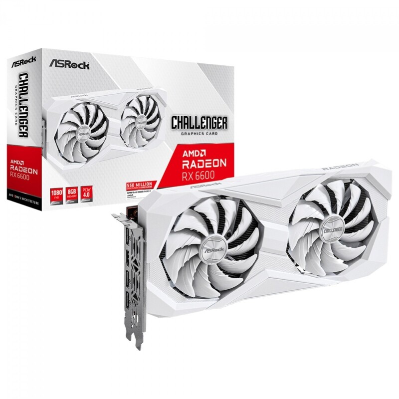 Placa de Vídeo ASRock Radeon RX 6600 Challenger White 8GB GDDR6 FSR Ray Tracing Branco 90-GA4UZZ-00UANF