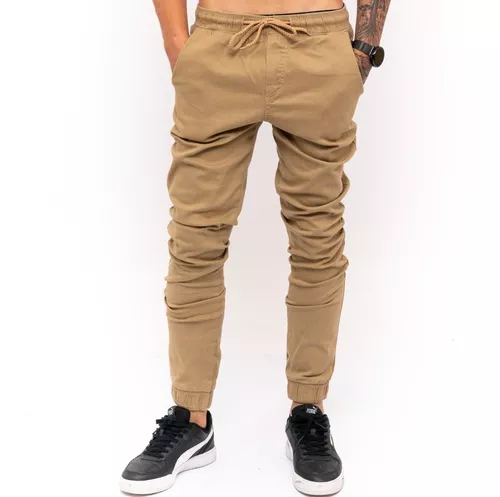 Calça Jeans Sarja Masculina Jogger Elástico Cintura E Barra