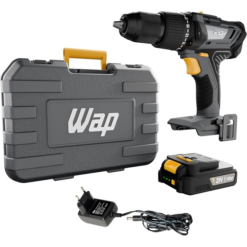 WAP Parafusadeira e Furadeira com Impacto à Bateria 1/2" 21V K21-ID03 com Maleta Organizadora Torque 20 Níveis Bivolt