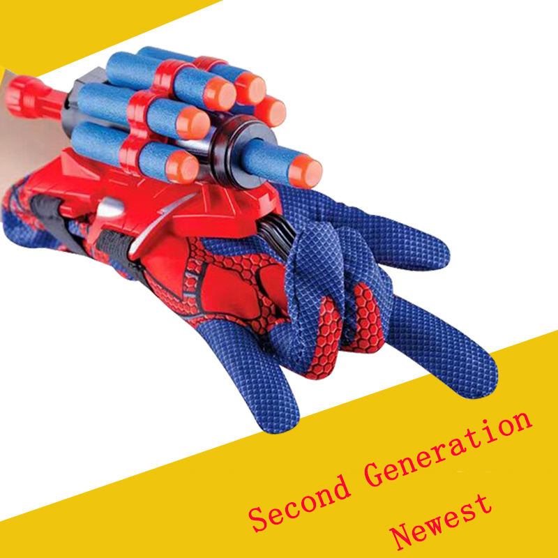 (Taxa Inclusa) Plastic Cosplay Glove Launcher Set para crianças, luva do Homem-Aranha