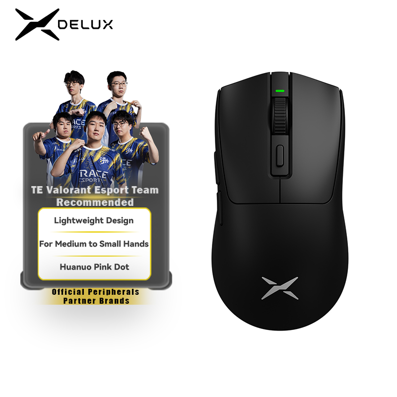 Delux M600 Série Mouse para jogos sem fio 52g Leve 2.4G Conexão de modo duplo 26000DPI Macro Ratos recarregáveis para