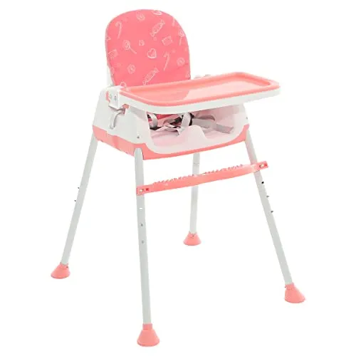 Maxi Baby Cadeira de Alimentação Bebê Portátil Zest 3 em 1,Cinto de 3 pontos, Apoio para os Pés(Até 23kgs), Rosa