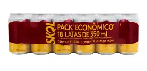 Pack 18 Unidades Cerveja Skol Pilsen - 350ml