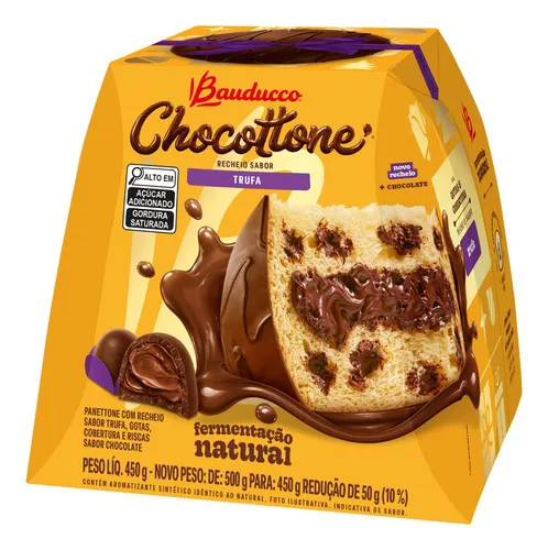 Chocotone Maxi Recheio Trufa e Gotas Chocolate Bauducco 450g