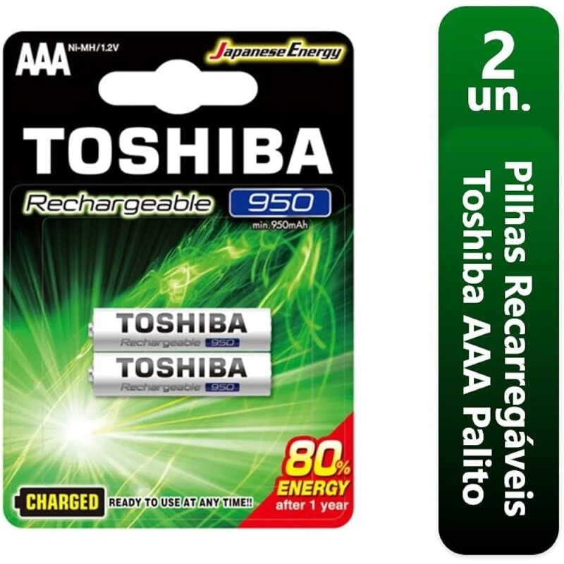 Pack Pilha Recarregável AAA 12V 950mAh TNH3GAE TOSHIBA (Cartela com 2 unid.)