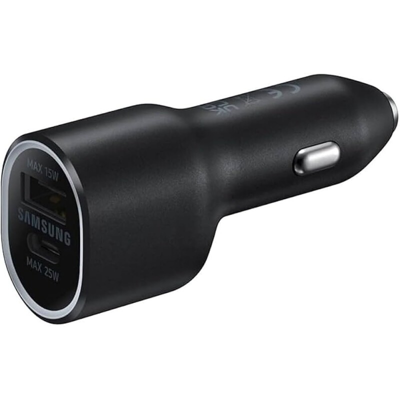 CARREGADOR VEICULAR 2 SAÍDAS USB-C/USB-A ULTRA RAPIDO PRETO 40W SAMSUNG SEM CABO