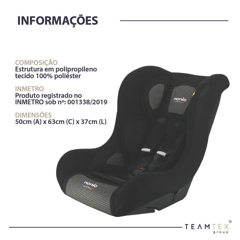 Cadeirinha para Auto Nania Trio Grafik Preta Suporta até 25kg