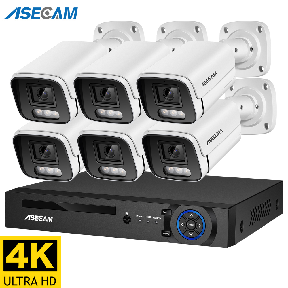 [Estoque BR] Kit Sistema De Câmera De Segurança 8MP 4K PoE ASECAM - NVR 8CH + 6 Cameras 8MP PoE