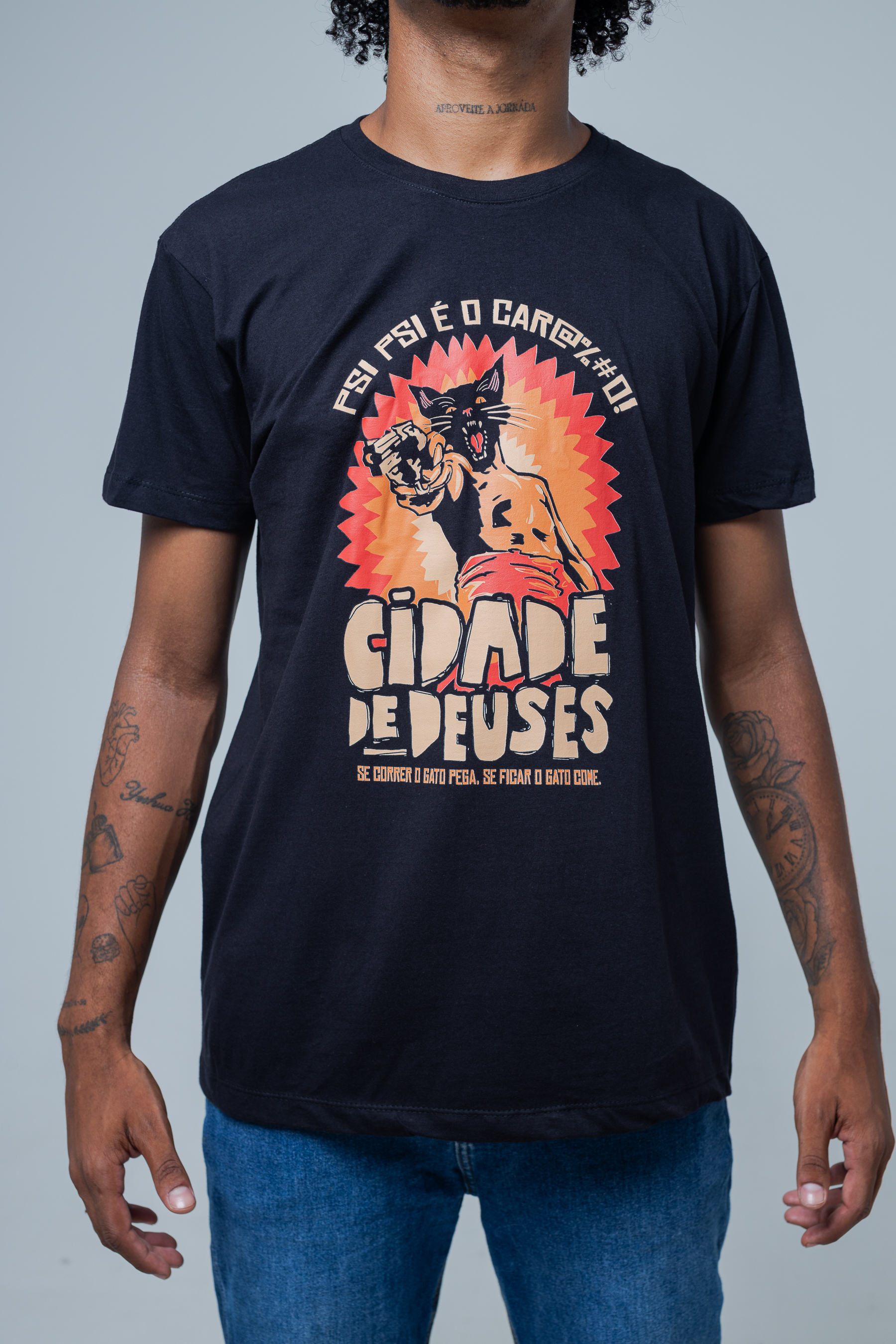 Camiseta Cidade de Deuses Camiseta de Gato - Unissex