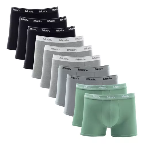 Kit 10 Cuecas Boxer Masculinas Cotton Elástico Bordado Mash