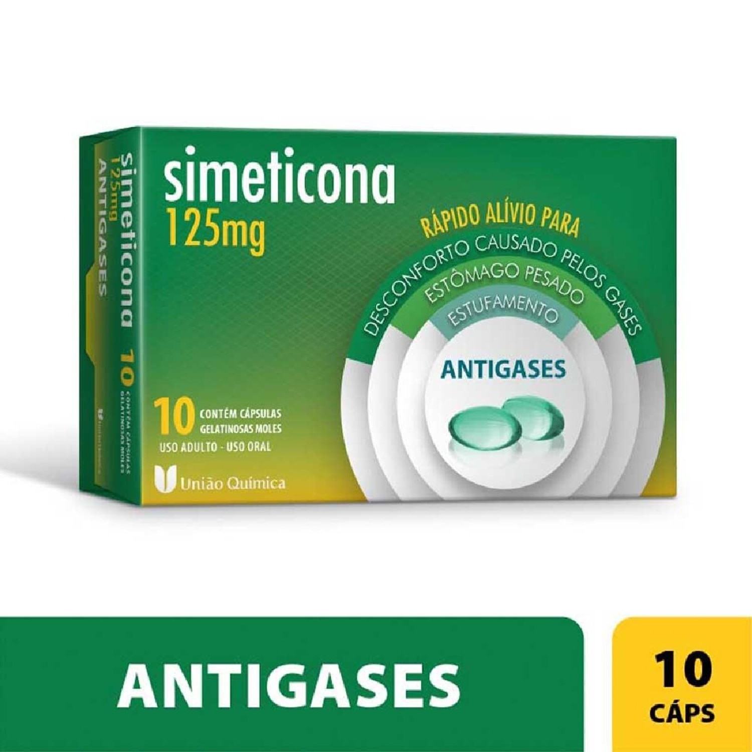 Simeticona 125mg 10 Capsulas Uniao Quimica