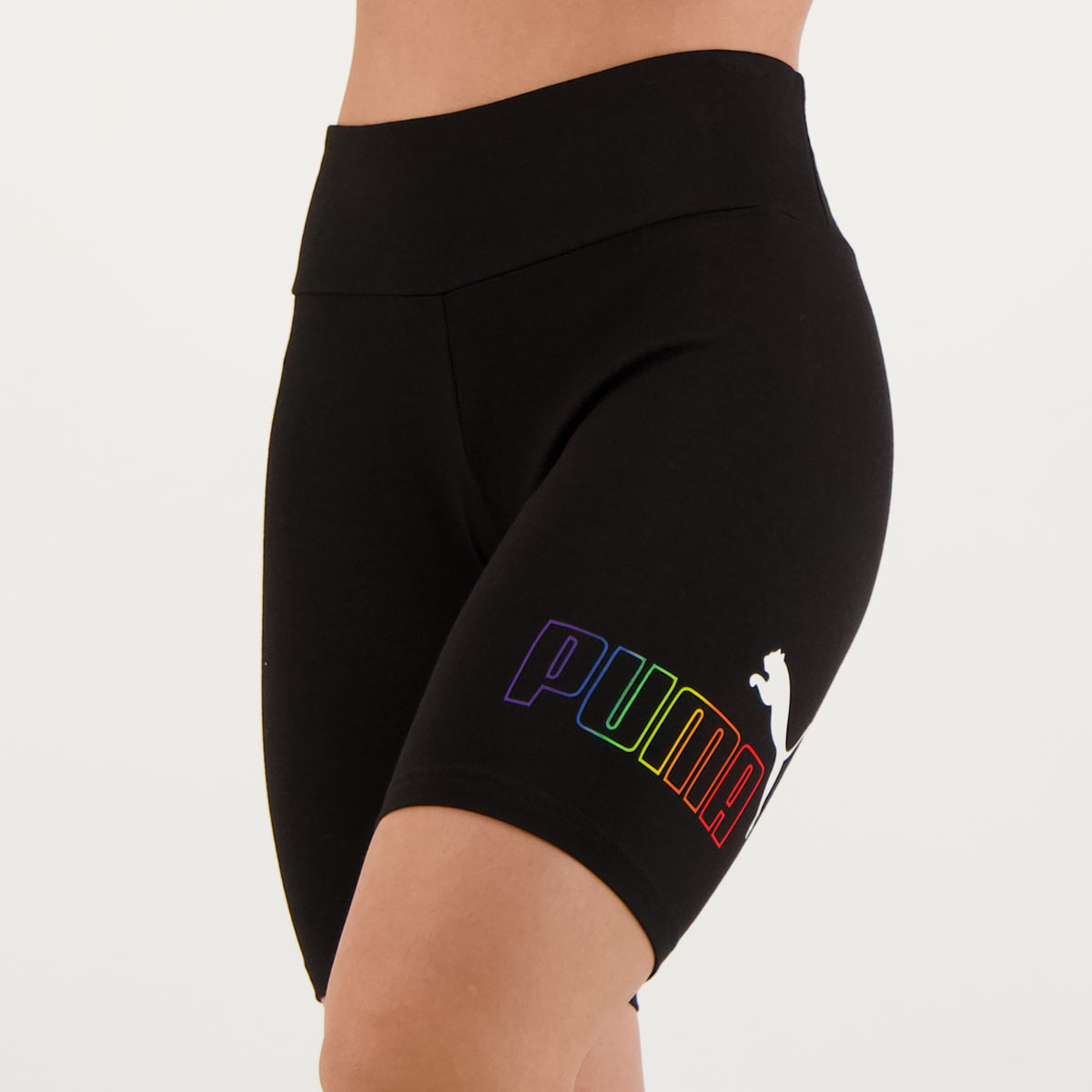 Short Puma ESS+ Rainbow 7 Feminino Preto