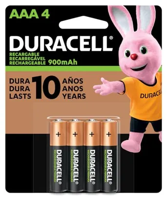 Duracell, AAA-Rechx4, Pilha Recarregável AAA Palito Com 4 Unidades