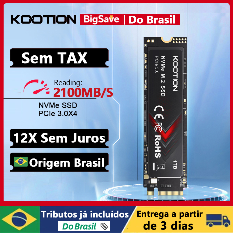 [Do Brasil/Gpay R$180] SSD Kootion M2 NVMe X15Lite 512GB - 1800Mbps /1200Mbps - Compativel com Notebook e Desktop