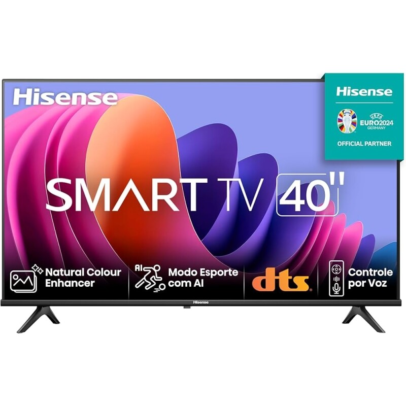 Hisense Smart TV FHD 40" Polegadas 40A4N com DTS Virtual X Game e Sports Mode Controle por Voz Share to TV e Compatível