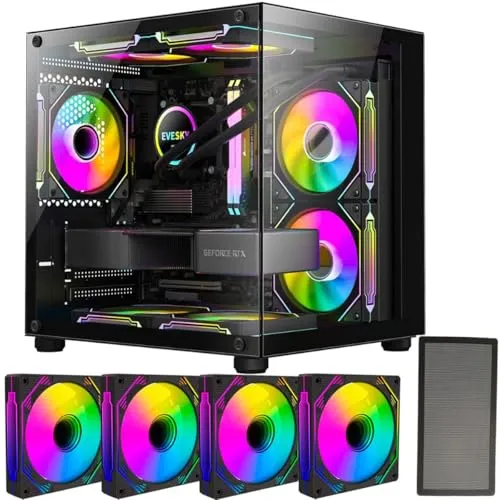 Gabinete Gamer Aquário em Vidro Com 4 Ventoinhas RGB