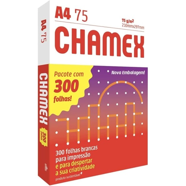 Papel Sulfite Chamex A4 75 Gramas Pacote De 300 Folhas