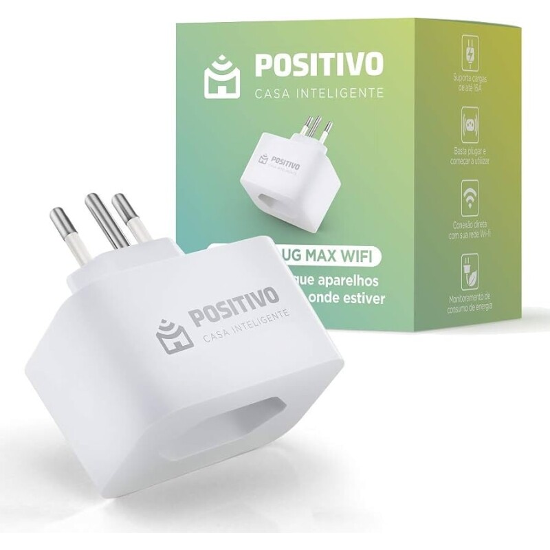 Smart Plug Max Wi-Fi Positivo Casa Inteligente 16A NBR 14136 Configuração Rápida 1600W Bivolt Compatível com Ale