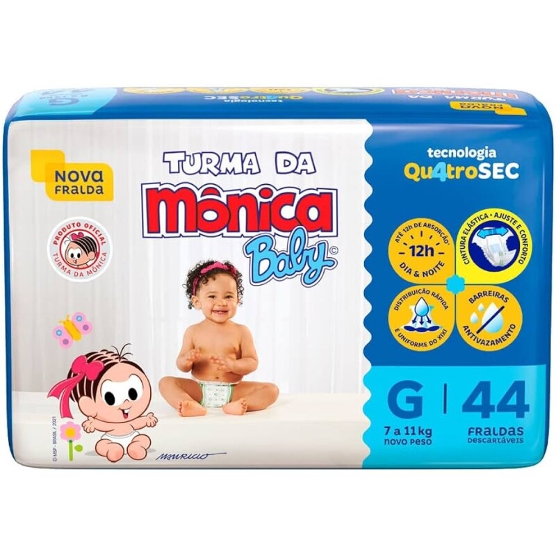 Fralda Turma da Mônica Baby Mega G 44 Unidades