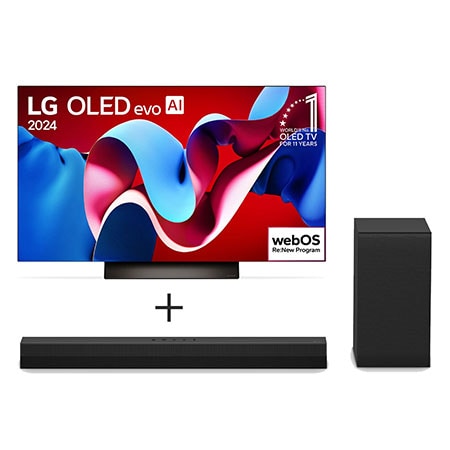 Combo Smart TV LG OLED evo AI C4 4K 65 polegadas 2024 + Soundbar LG S40T