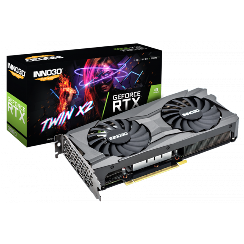 Placa de Vídeo INNO3D GeForce RTX 3060 TWIN X2 12GB GDDR6 DLSS Ray Tracing N30602-12D6-119032AH