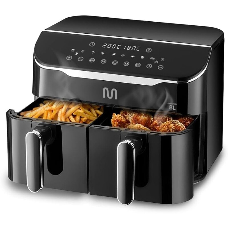 Fritadeira Elétrica Air Fryer 8L 2 Gavetas 127V 1800W Preto Multi - GO219