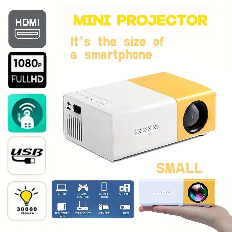 [Com taxa /moedas] Mini Projetor Led Portatil 1000 Lumens Yg300