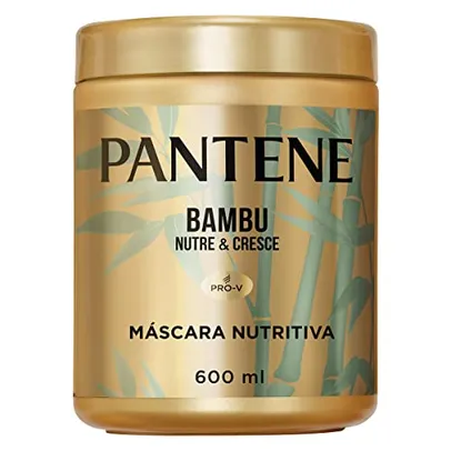 Pantene - Máscara Nutritiva Bambu Nutre e Cresce, com Óleo Capilar de Rícino e Cafeína, Tratamento Capilar Reparador, 600 ml