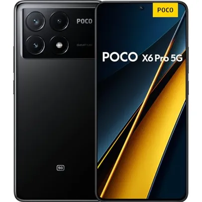 Smartphone Xiaomi POCO X6 Pro 5G 8GB+256GB NFC Dimensity 8300-Ultra 64MP câmera tripla 67W 120Hz AMOLED (Preto)