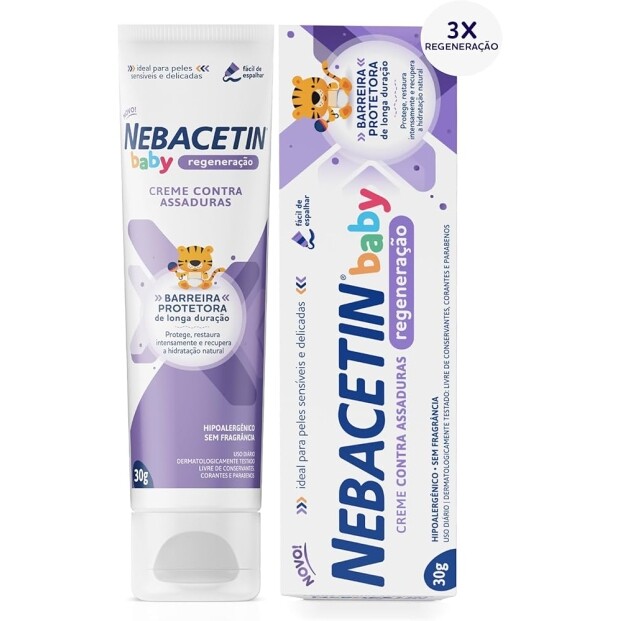 Creme Contra Assaduras Nebacetin Baby Prevenção 30g - Pele Macia Hidratada e Saudável Para Peles Sensíveis e Delicad