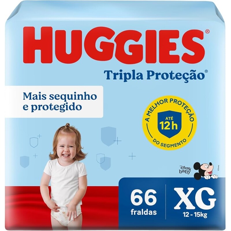 Huggies Fralda Tripla Proteção XG 66 Un